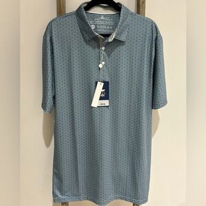 Boston Scott Polo Golf Shirt Modern Fit Blue Scallop Design Men’s Size XXL NWT